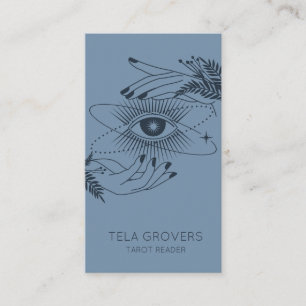 Dusty Blue Chic Modern Mystic Tarot Reader Business Card