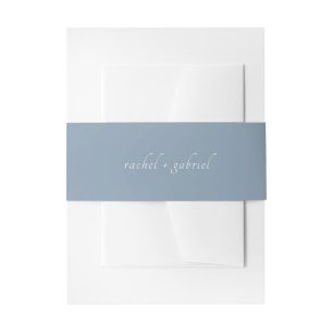 Dusty Blue Chic Simple Script Wedding Invitation Belly Band