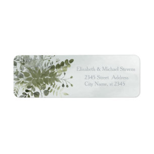 Dusty blue chic watercolor greenery eucalyptus return address label