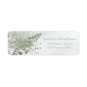 Dusty blue chic watercolor greenery eucalyptus return address label