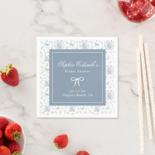 Dusty Blue Chinoiserie Baby Shower Paper Napkin