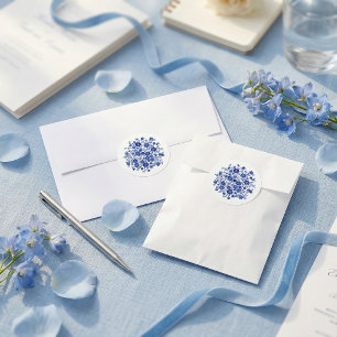 Dusty Blue Chinoiserie Floral Round Envelope Seal