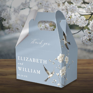 Dusty Blue Chinoiserie Floral Wedding Thank You Favour Box