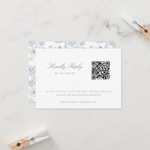 Dusty Blue Chinoiserie Wedding QR Code Invitation