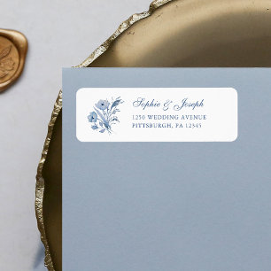 Dusty Blue Chinoiserie Wedding   Return Address Label