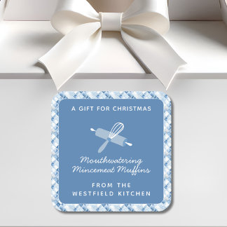 Dusty Blue Christmas Holiday Food Gift Square Sticker