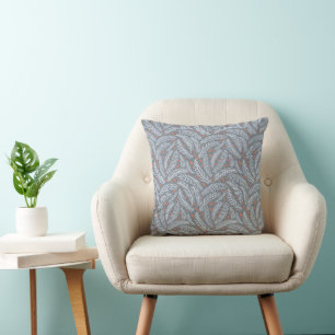 Dusty Blue Christmas Pine Tree Leaf Illustration Cushion