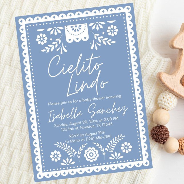 Dusty Blue Cielito lindo baby shower invitation  (Creator Uploaded)