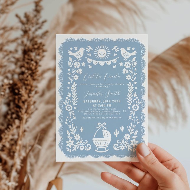 Dusty Blue Cielito Lindo Baby Shower Invitation (Creator Uploaded)