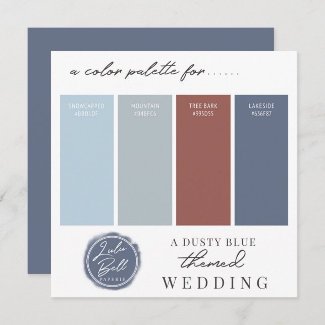 Dusty Blue Cinnamon & Navy Colour Palette Card (Front/Back)