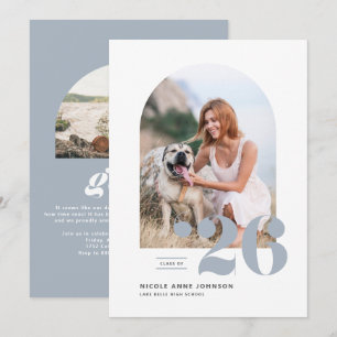 Dusty Blue Class of 2026 Arch Photo Graduation Announcement