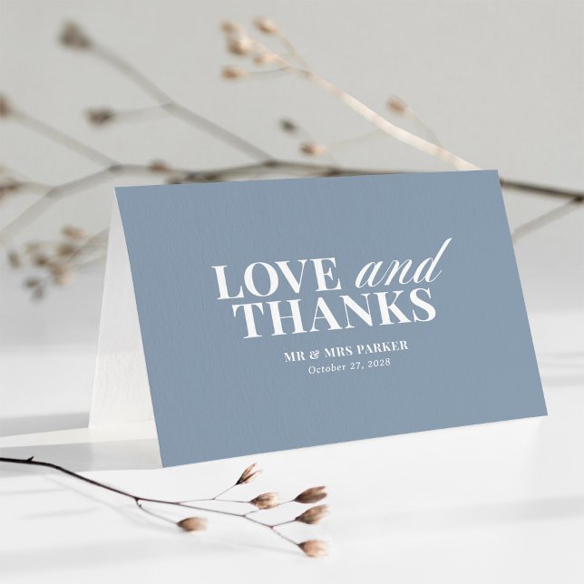 Dusty Blue | Classic and Luxe Wedding Thank You Card (Creator Uploaded)