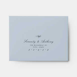 Dusty Blue Classic Elegance Script wedding RSVP Envelope