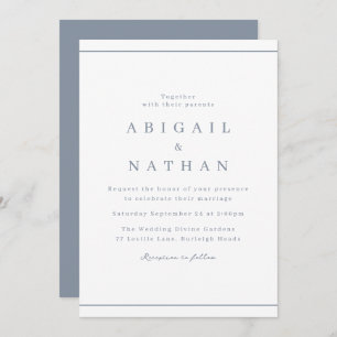 Dusty Blue Classic Elegant Minimal Wedding Invitation