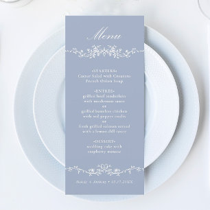 Dusty Blue Classic French Floral Border Menu