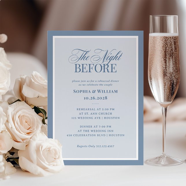 Dusty Blue | Classic Luxe Elegant Rehearsal Dinner Invitation (Creator Uploaded)