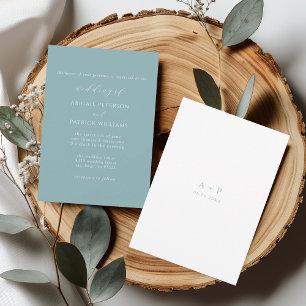 Dusty Blue Classic Minimal Wedding Invitation