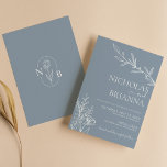 Dusty Blue Classic Minimalist Modern Boho Wedding Invitation<br><div class="desc">Dusty Blue Classic Minimalist Modern Boho Wedding Invitation. Monogram at the back. Check the collection for more matching items. (monogram vector designed by pikisuperstar)</div>