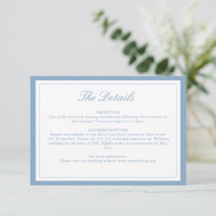 Dusty Blue Classic Monogram Wedding Details Card