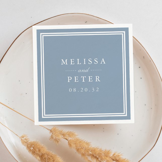 Dusty Blue | Classic Personalised Wedding Napkin (Creator Uploaded)