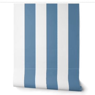 Dusty Blue Classic Vertical Cabana Stripe Wallpaper