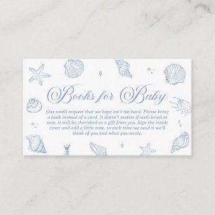 Dusty Blue Coastal Baby Shower Books for Baby Enclosure Card