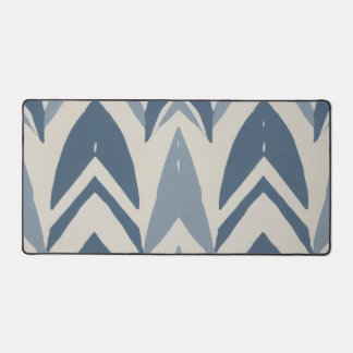 Dusty Blue Coastal Batik Parang Chevron Geometric Desk Mat