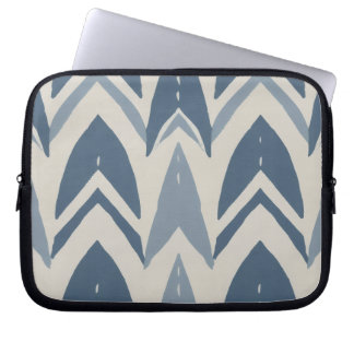 Dusty Blue Coastal Batik Parang Chevron Geometric Laptop Sleeve