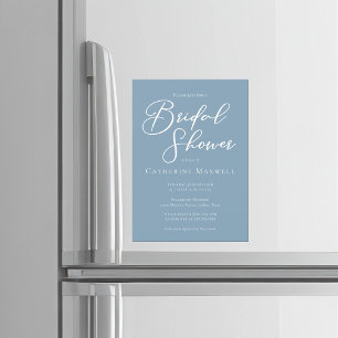 Dusty Blue Coastal Bridal Shower Personalised Magnetic Invitation