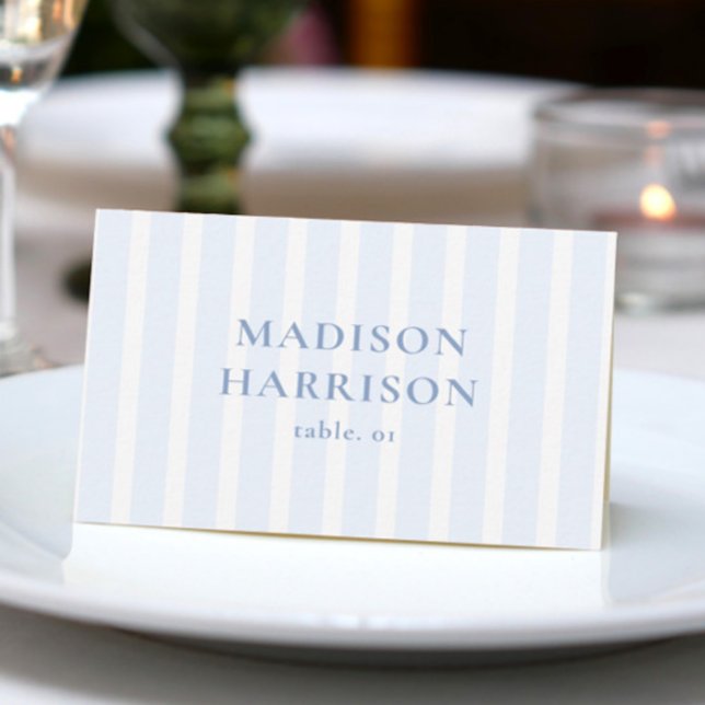 Dusty Blue Coastal Wedding Name Place Card DIY (Creator Uploaded)