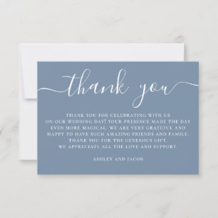 Dusty Blue Coastal Wedding Romantic Waterfront Thank You Card