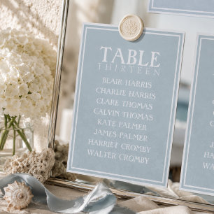 Dusty Blue Coastal Wedding Seating Chart Table Number