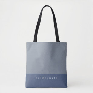 Dusty Blue Colour Block Personalised Tote Bag