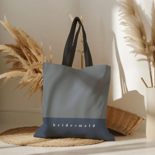 Dusty Blue Colour Block Personalised Tote Bag