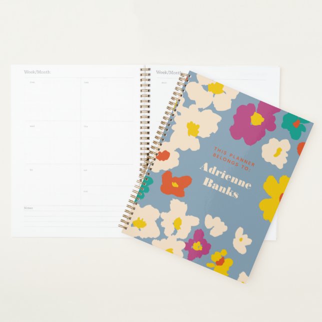 Dusty Blue Colourful Modern Floral Planner (Display)