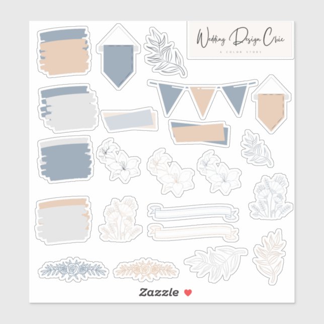 Dusty Blue & Coral Floral Scrapbooking Journal (Sheet)