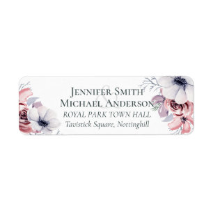 Dusty Blue Coral Floral Wedding Address Budget Return Address Label