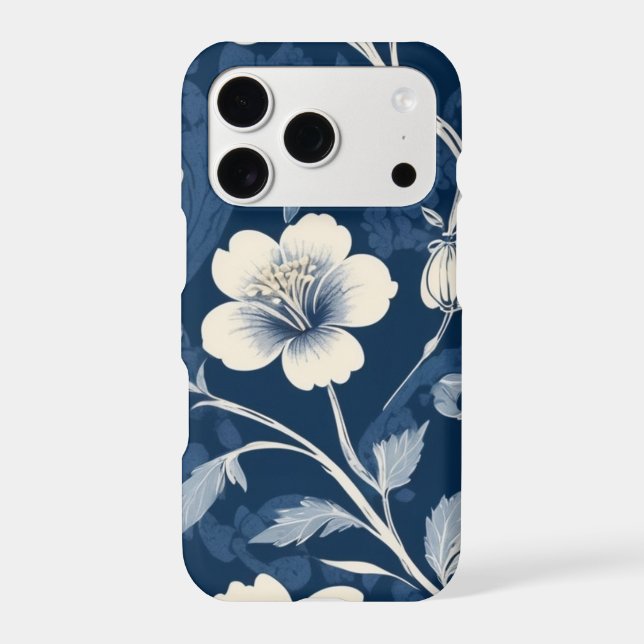 Dusty Blue Cottage Floral Vine Pattern Apple  (Back)