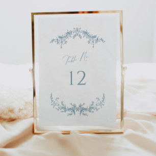 Dusty Blue Cottage Wedding Table Number Card Sign