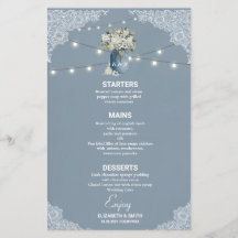 Dusty Blue Country Combined White Lace Wedding