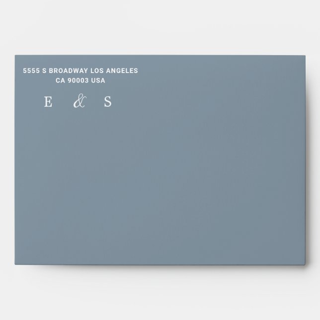 Dusty Blue Country Combined White Lace Wedding Envelope (Front)