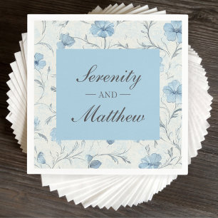 Dusty Blue Country Garden Elegant Floral Wedding Napkin
