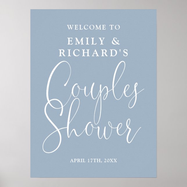Dusty Blue Couples Shower Welcome Sign (Front)