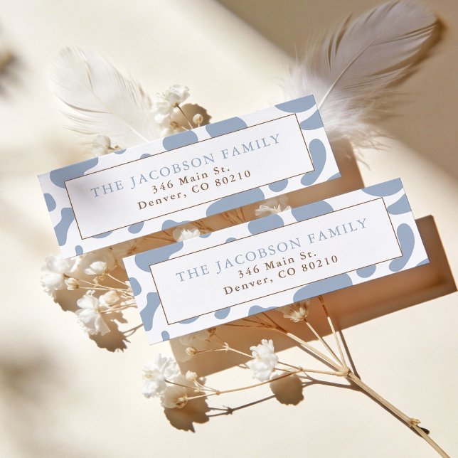 Dusty Blue Cow Print Return Address Label (Creator Uploaded)