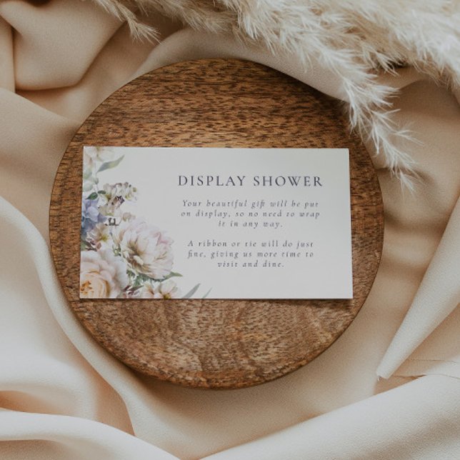 Dusty Blue Cream Floral Bridal Shower Enclosure Card (Creator Uploaded)