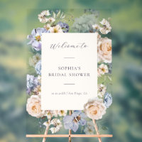 Dusty Blue Cream Floral Wedding Welcome