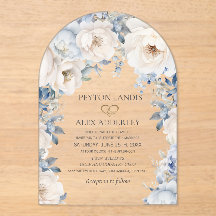 Dusty Blue Cream White Floral Gold Arch Wedding