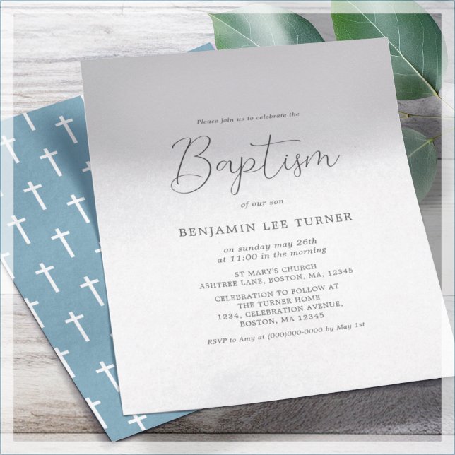 Dusty Blue Cross | Baptism Budget Invitation Flyer (Creator Uploaded)
