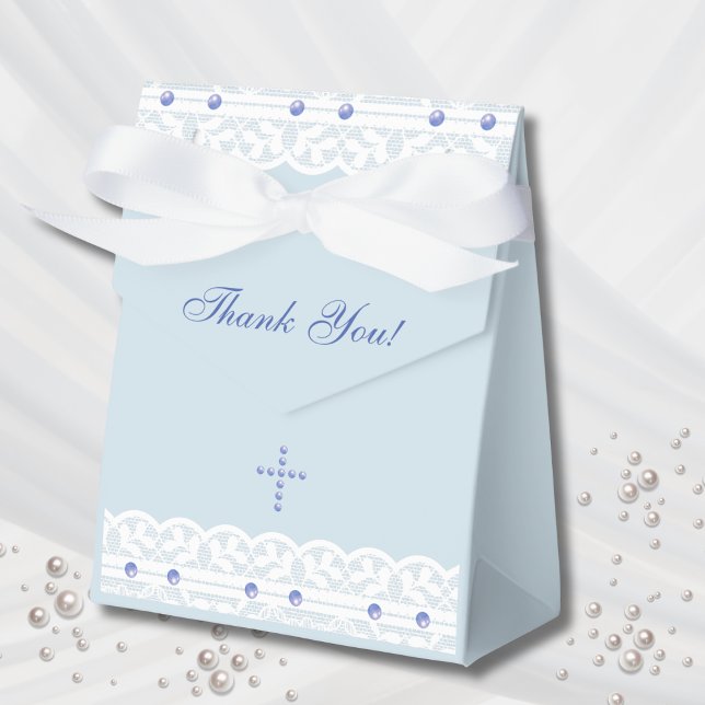 Dusty Blue Cross Christian Baptism Favour Box (Creator Uploaded)