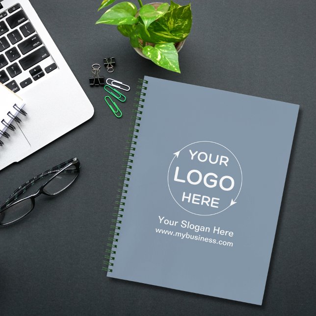 Dusty Blue Custom Business Logo  Notebook (Custom Business Logo Blush Blue Notebook)